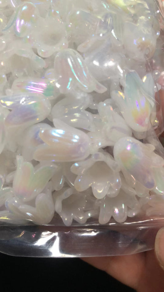 1袋ABオーロラパール大きスズランカラフルdiyパーツ花の形手作りアクセサリ