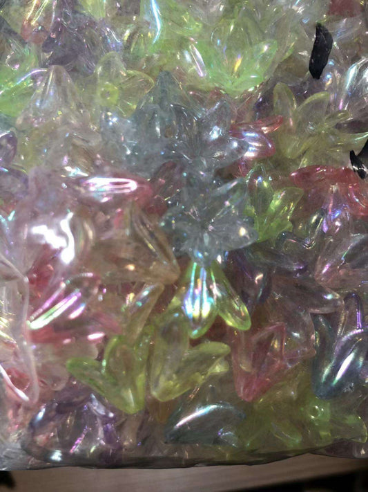 1袋ABオーロラクリア大きスズランカラフルdiyパーツ花の形手作りアクセサ