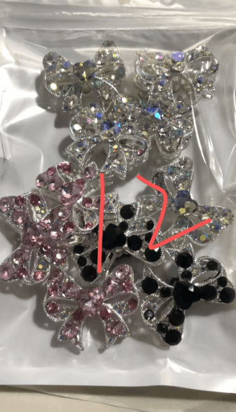 10個ダイヤ合金りぼんABピンク黒色