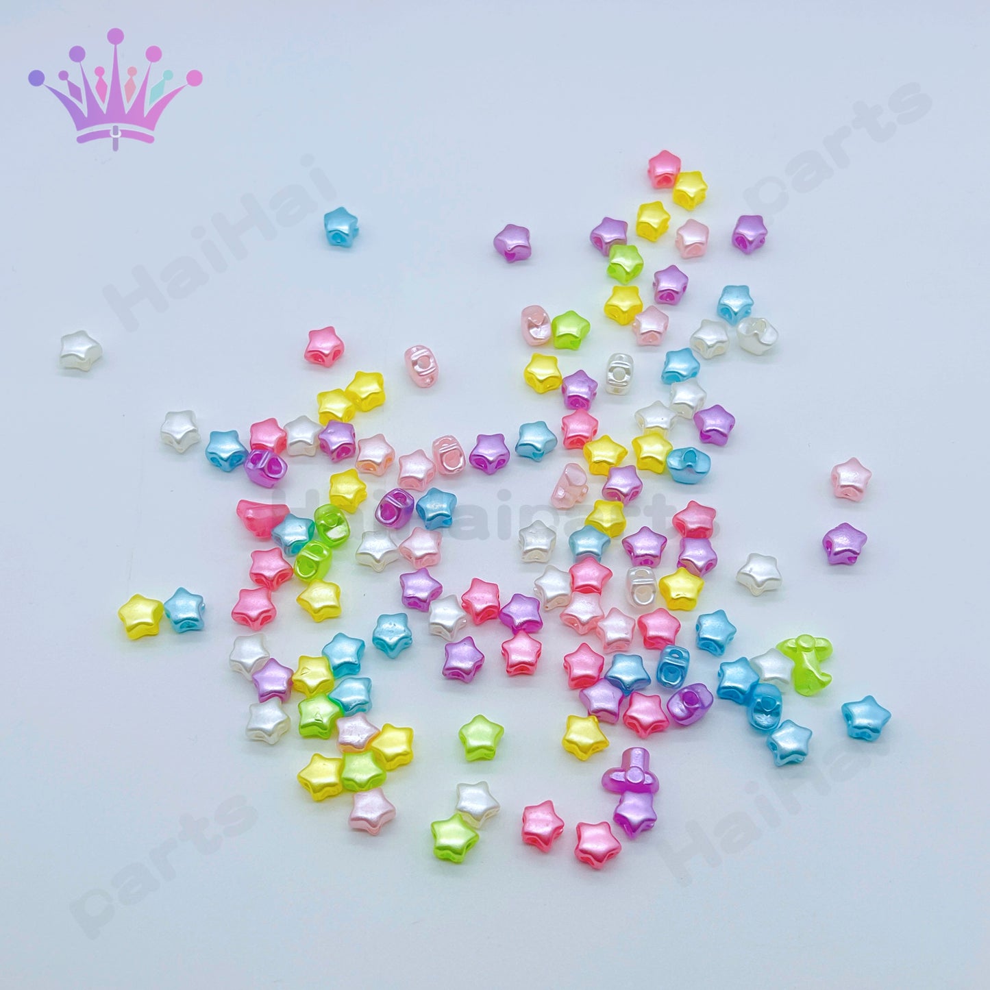 1袋50個ネオンカラーリボン／星ビーズhaihaiparts Big Sale/大セール
