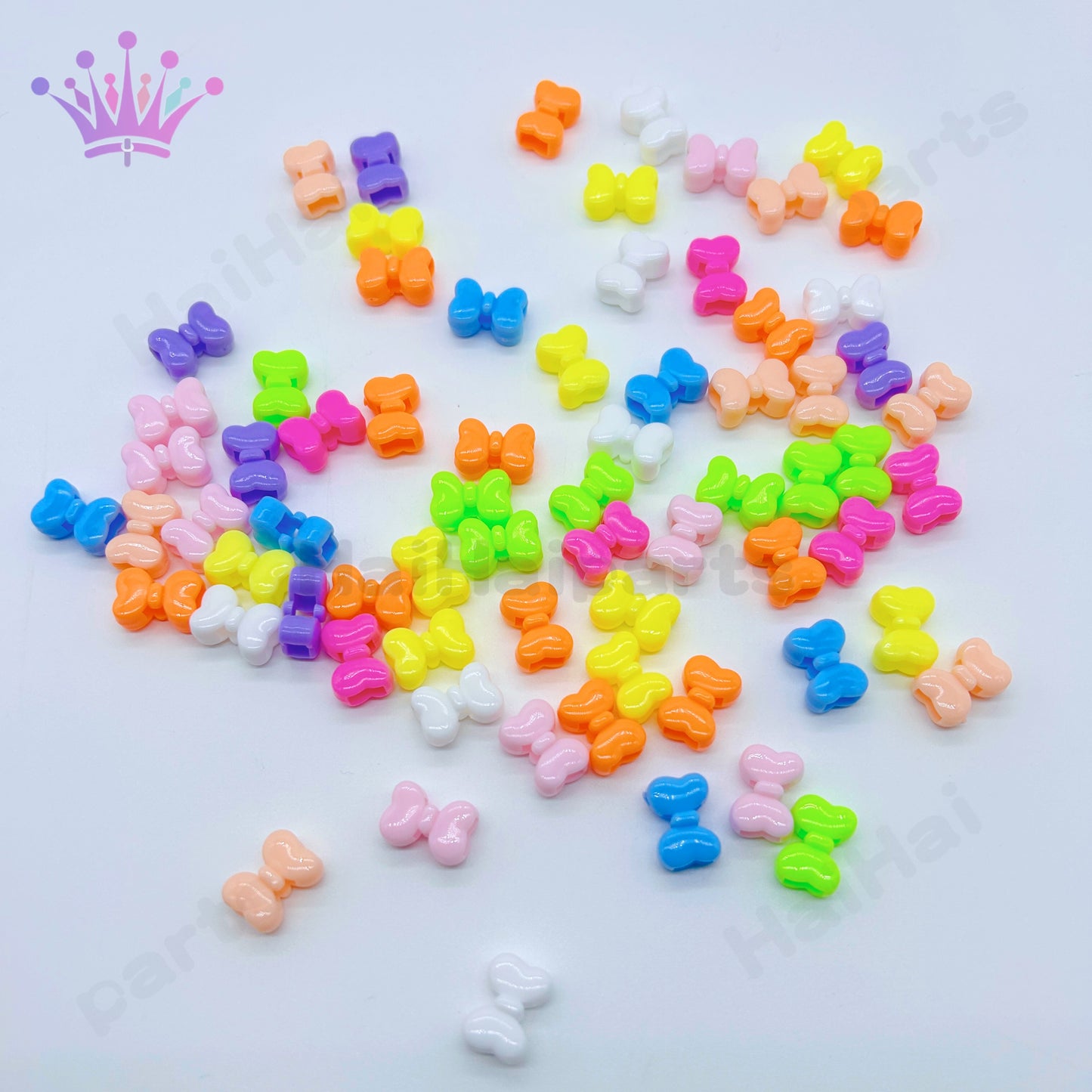 1袋50個ネオンカラーリボン／星ビーズhaihaiparts Big Sale/大セール