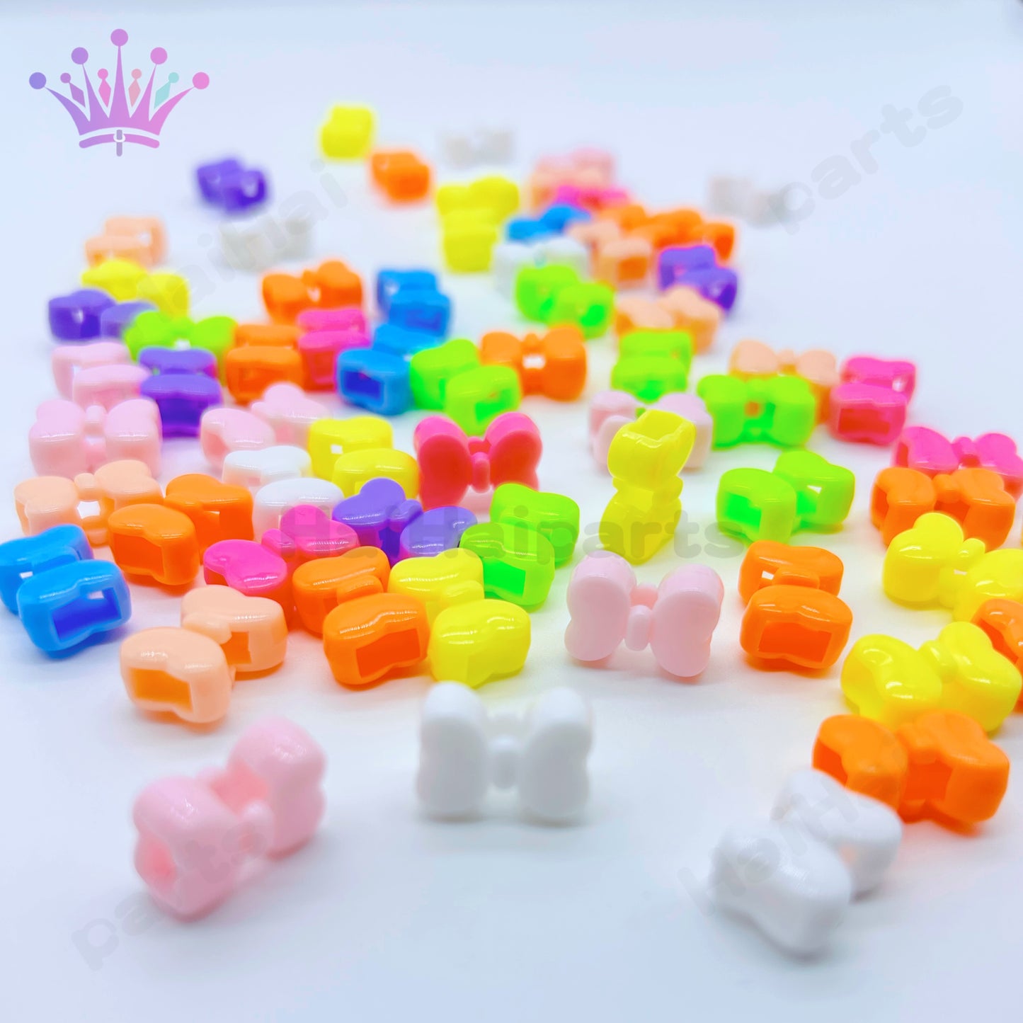 1袋50個ネオンカラーリボン／星ビーズhaihaiparts Big Sale/大セール