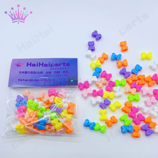 1袋50個ネオンカラーリボン／星ビーズhaihaiparts Big Sale/大セール