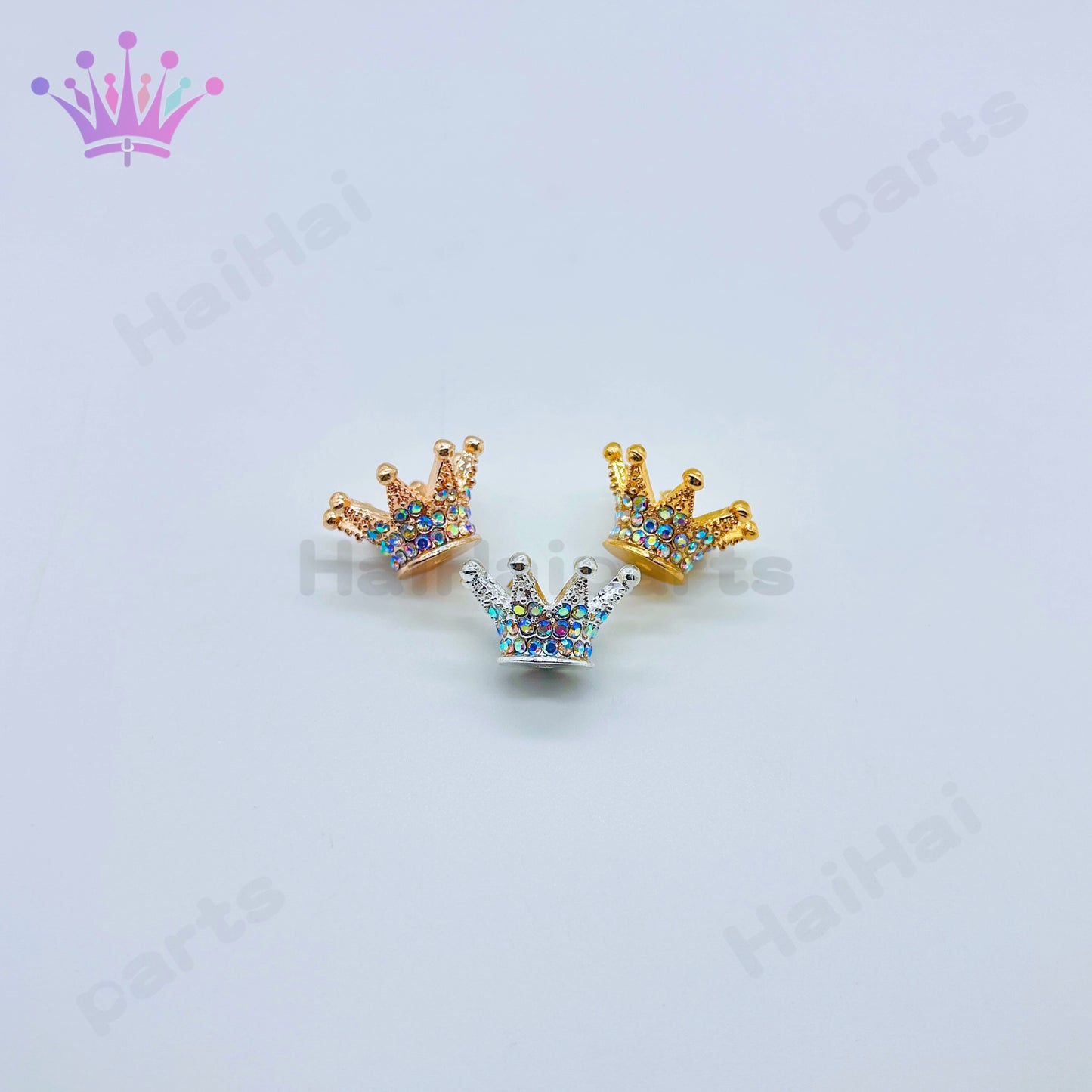 1袋10個シルバー／ゴールド／バラゴールドミックスhaihaiparts人気王冠Big Sale/大セール