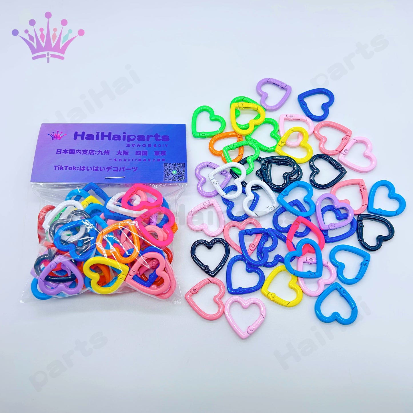 haihaiparts1袋50個在庫ミックスカラフル心形カラビナ大セール