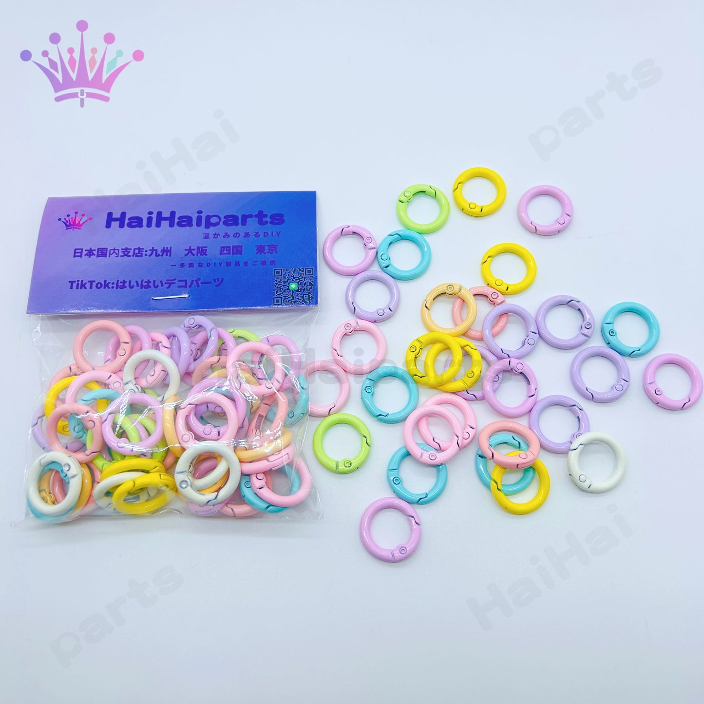 haihaiparts1袋50個在庫ミックスカラフル丸いカラビナ大セール