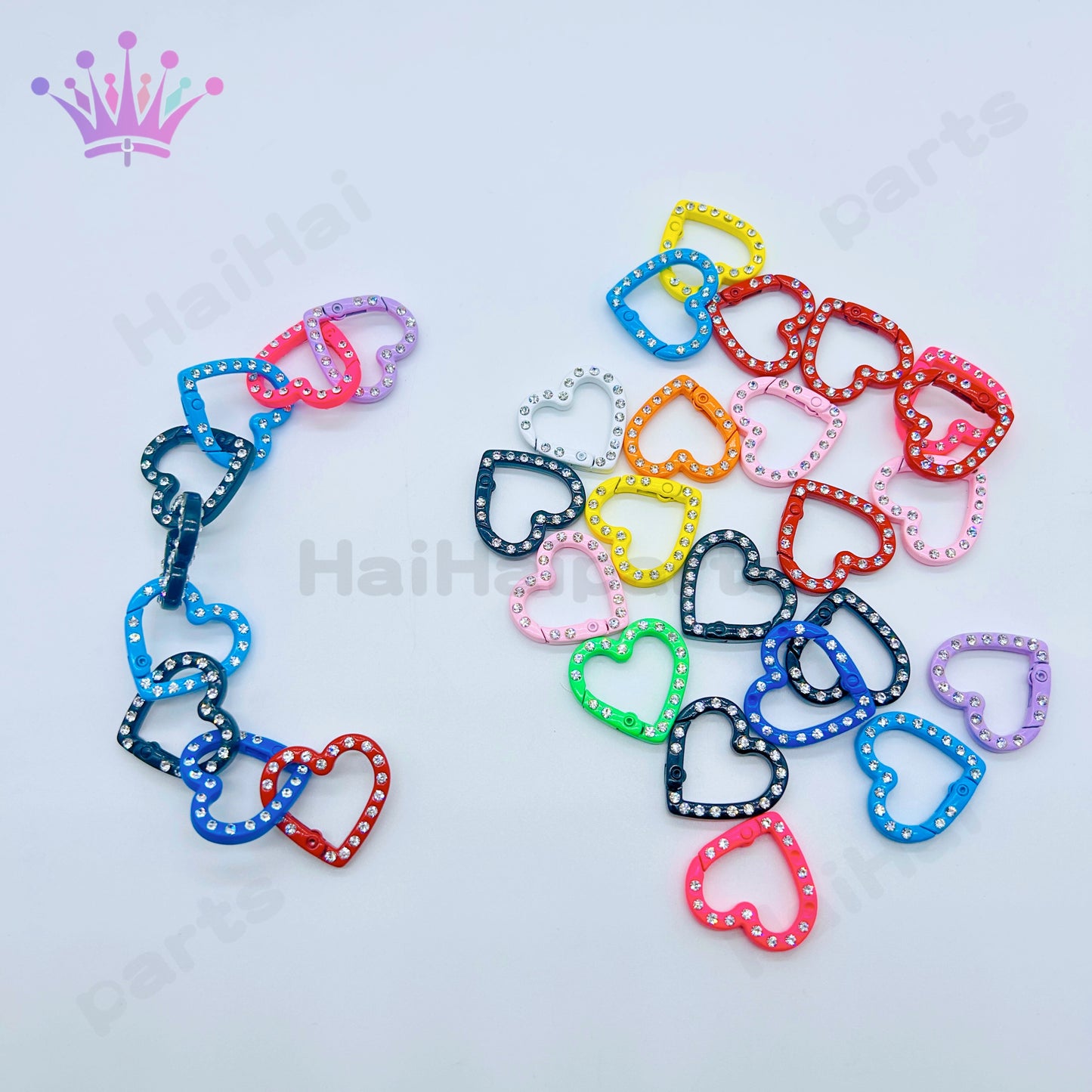 haihaiparts1袋50個在庫ミックスカラフル心形カラビナ大セール
