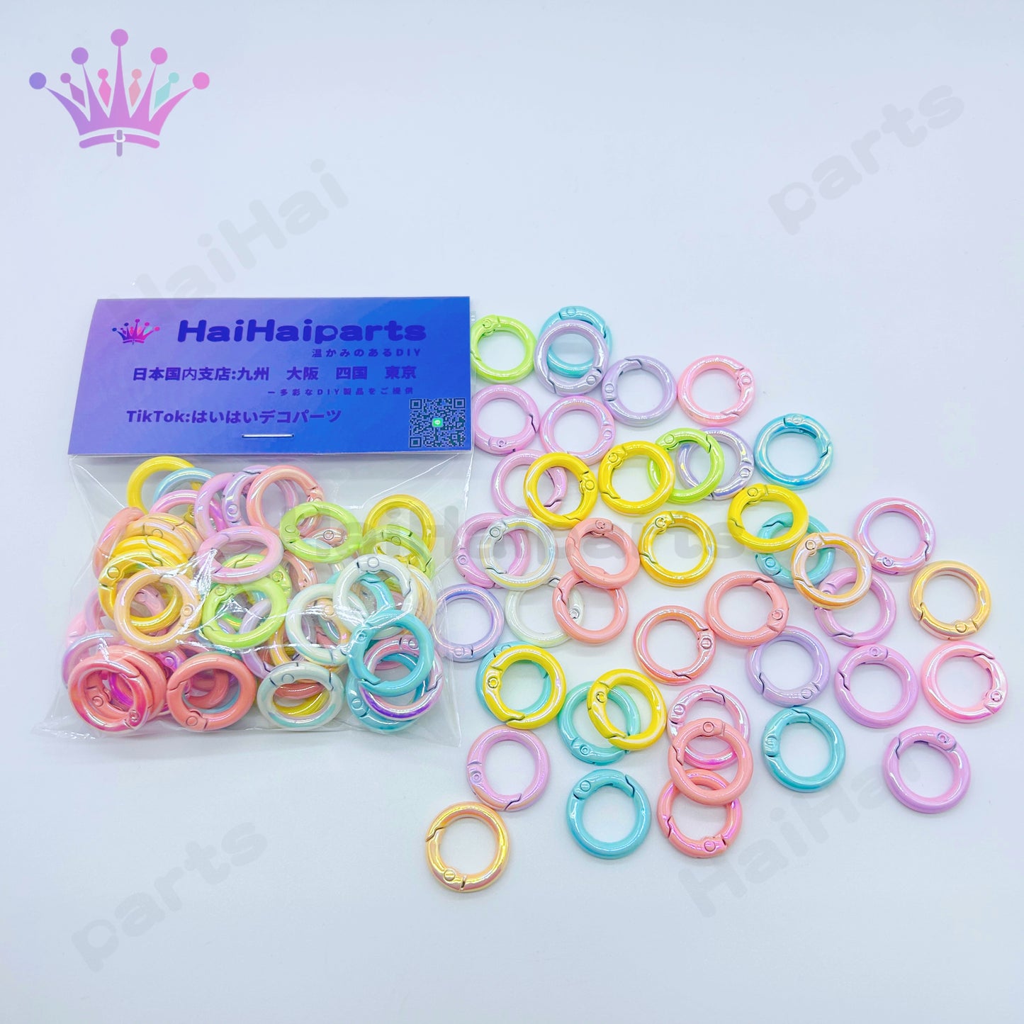 haihaiparts1袋50個在庫ミックスカラフル丸いカラビナ大セール